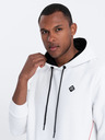 Ombre Clothing Bílá pánská mikina s kapucí Ombre Clothing