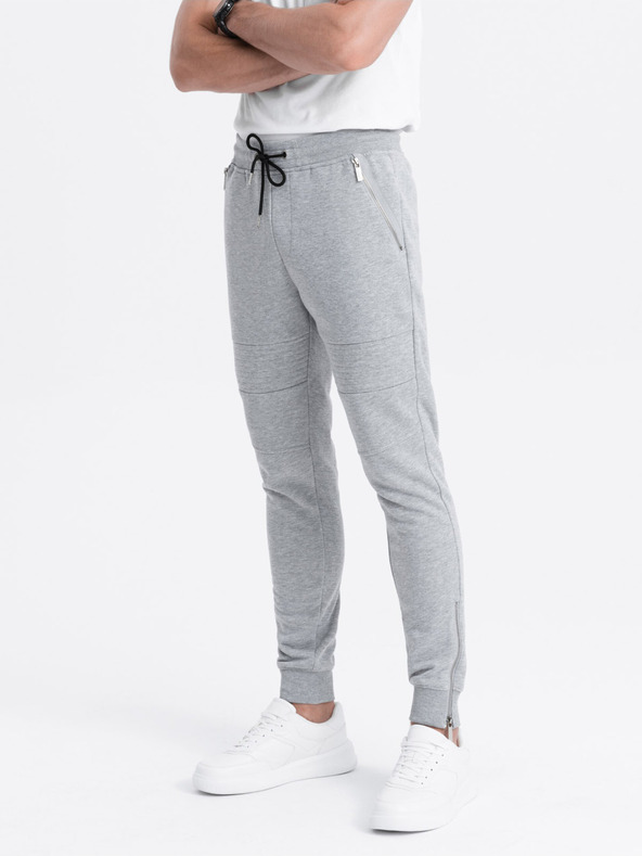 Ombre Clothing Světle šedé pánské tepláky Ombre Clothing