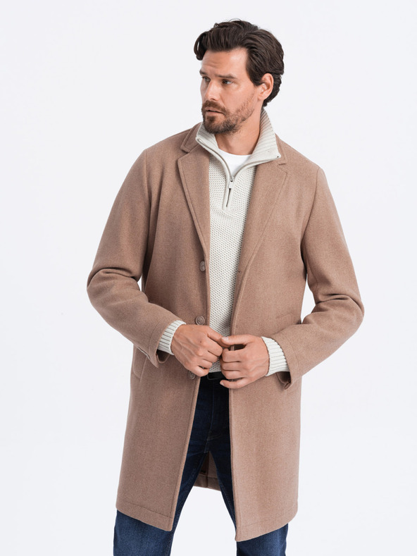 Ombre Clothing Světle hnědý pánský lehký kabát Ombre Clothing