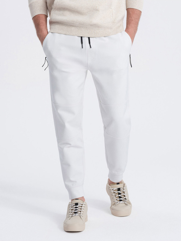 Ombre Clothing Bílé pánské basic tepláky Ombre Clothing