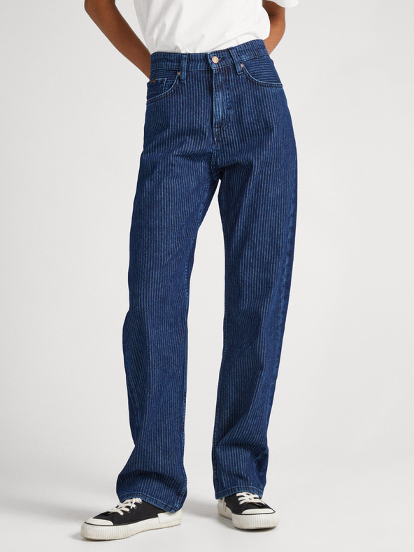 Pepe Jeans Modré dámské pruhované džíny Pepe Jeans Robyn Stripe