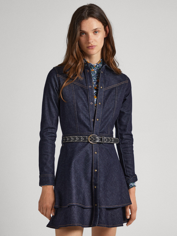 Pepe Jeans Tmavě modré dámské krátké džínové šaty Pepe Jeans CASSIA