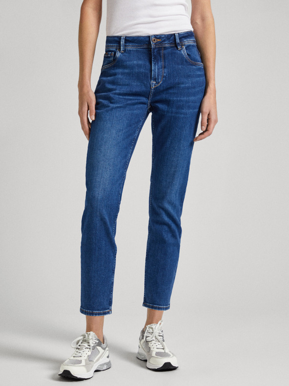 Pepe Jeans Modré dámské zkrácené straight fit Jeans Pepe Jeans