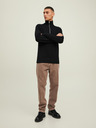 Jack & Jones Černý pánský žebrovaný svetr na zip Jack & Jones Perfect