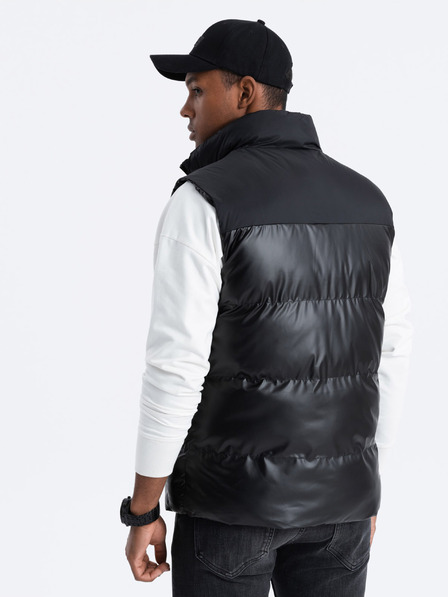 Ombre Clothing Černá pánská prošívaná vesta Ombre Clothing