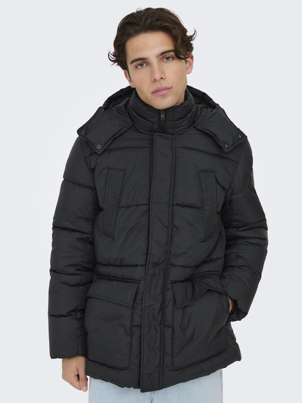 ONLY & SONS Černá pánská prošívaná bunda ONLY & SONS Arwin