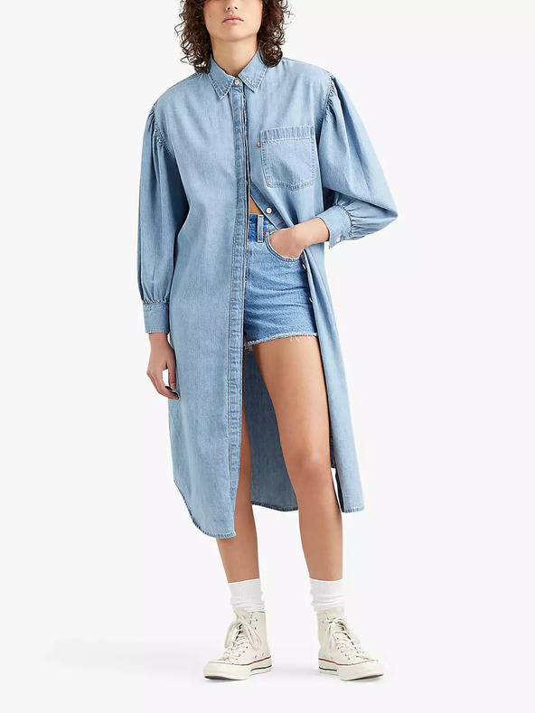 Levi's® Světle modré dámské džínové košilové midišaty Levi's® Osteria Duster