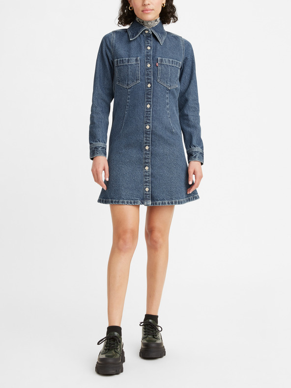 Levi's® Modré dámské džínové košilové krátké šaty Levi's®
