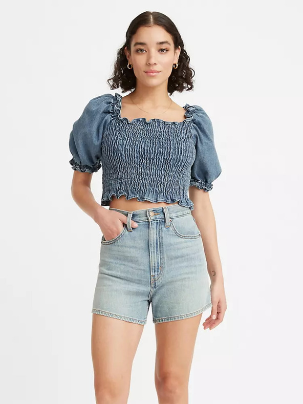 Levi's® Modrá dámská cropped halenka s balonovými rukávy Levi's®