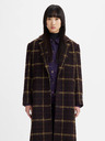 Levi's® Tmavě hnědý dámský kostkovaný kabát s příměsí vlny Levi's® Off Campus Wooly Coat