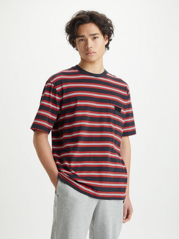 Levi's® Černé pánské pruhované tričko Levi's® Stay Loose Graphic PKT T Strip