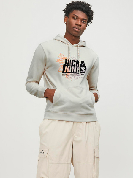 Jack & Jones Krémová pánská mikina s kapucí Jack & Jones Map