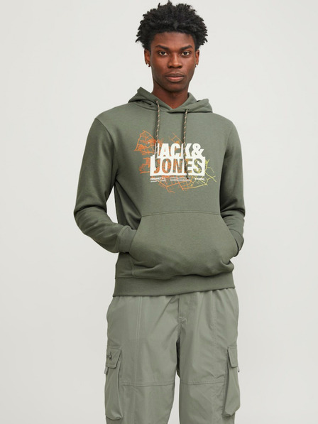 Jack & Jones Zelená pánská mikina s kapucí Jack & Jones Map