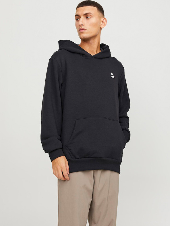 Jack & Jones Černá pánská mikina s kapucí Jack & Jones Triangle