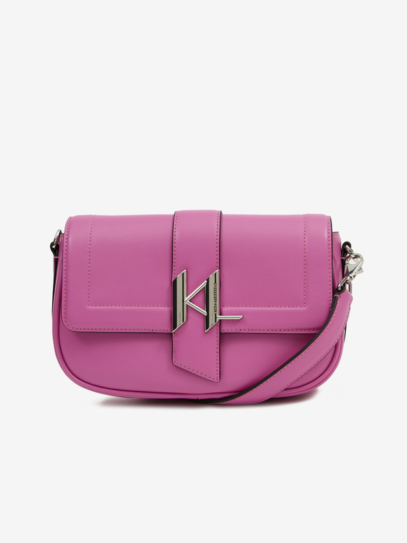 Karl Lagerfeld Tmavě růžová dámská kožená crossbody kabelka KARL LAGERFELD Shooting Stars