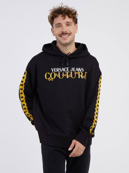 Versace Jeans Couture Černá pánská mikina s kapucí Versace Jeans Couture