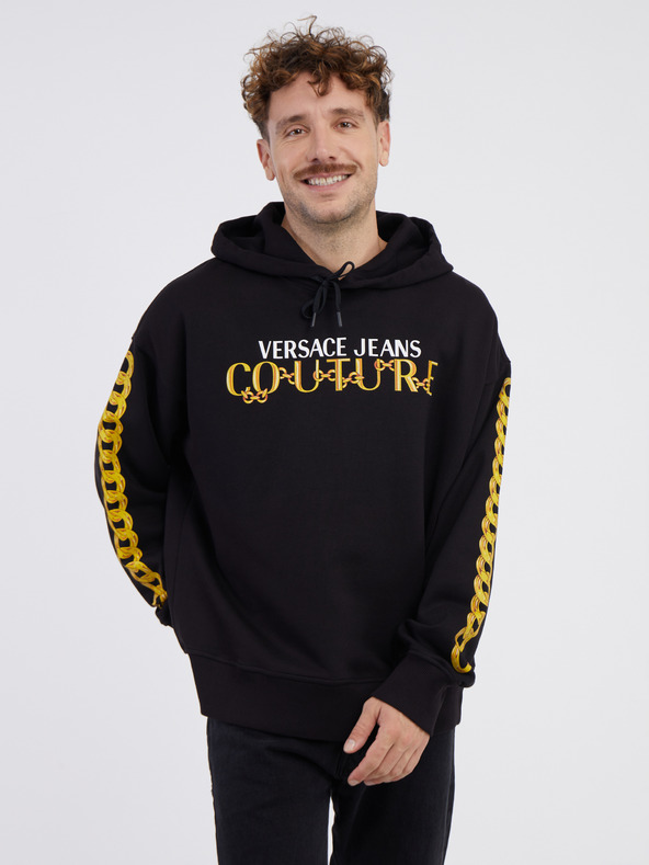 Versace Jeans Couture Černá pánská mikina s kapucí Versace Jeans Couture