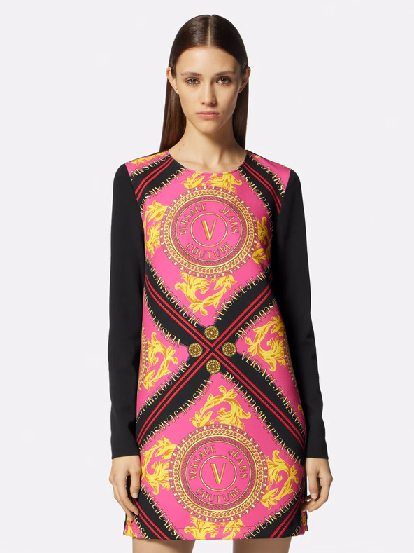 Versace Jeans Couture Černo-růžové dámské vzorované šaty Versace Jeans Couture