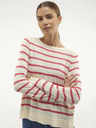 Vero Moda Růžovo-krémový dámský pruhovaný svetr Vero Moda Nova