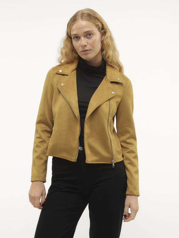 Vero Moda Hořčicová dámská bunda v semišové úpravě Vero Moda Jose