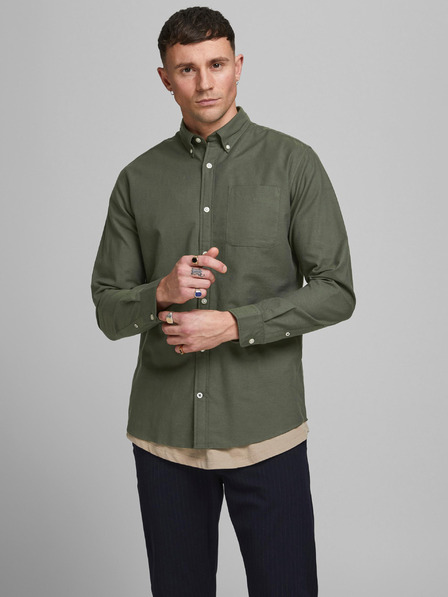 Jack & Jones Khaki pánská svrchní košile Jack & Jones Oxford