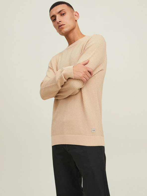 Jack & Jones Béžový pánský vzorovaný svetr Jack & Jones Atlas