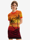 Desigual Žluto-oranžové dámské šaty Desigual Bipalmeri