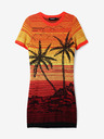 Desigual Žluto-oranžové dámské šaty Desigual Bipalmeri