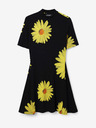 Desigual Žluto-černé dámské květované šaty Desigual Margaritas