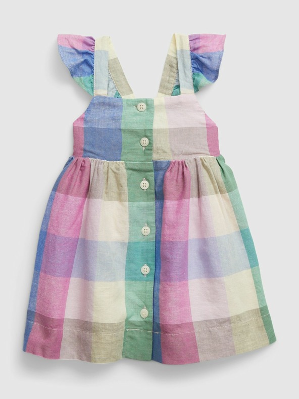 GAP Baby lněné kostkované šaty GAP