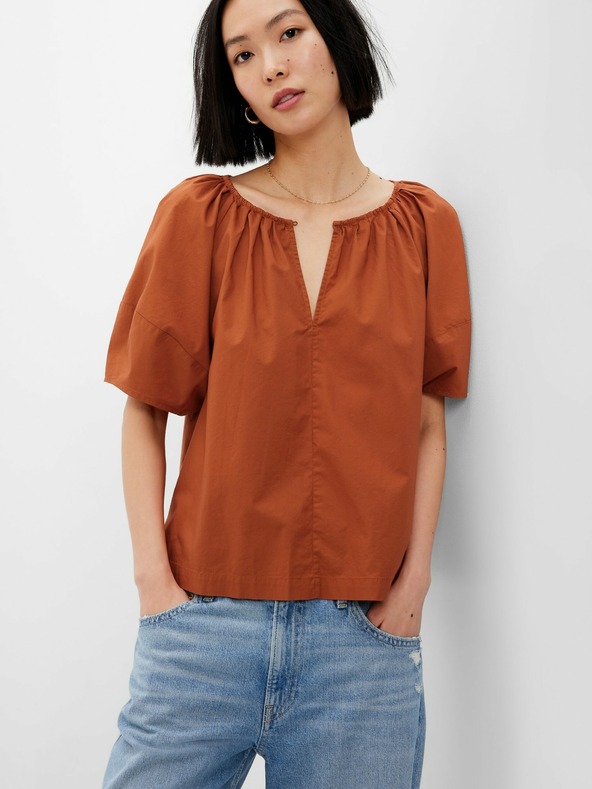 GAP Bavlněná crop halenka s krátkým rukávem
