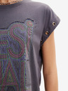 Desigual Tmavě šedé dámské tričko Desigual Berlin