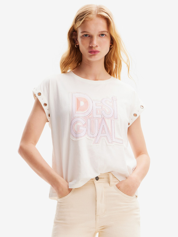 Desigual Krémové dámské tričko Desigual Berlin