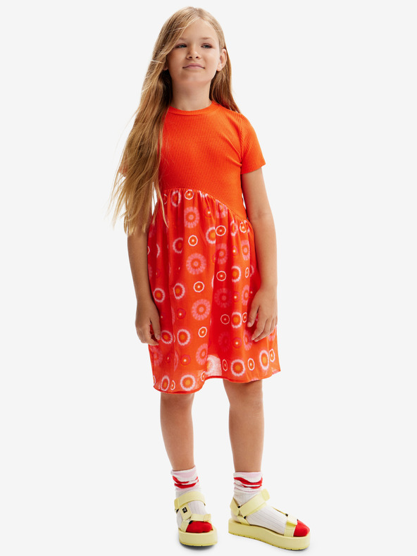 Desigual Oranžové holčičí šaty Desigual Andy