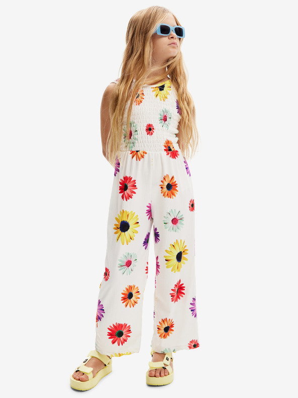 Desigual Bílý holčičí květovaný overal Desigual Delia