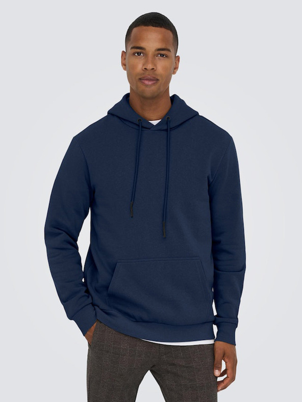 ONLY & SONS Tmavě modrá pánská basic mikina s kapucí ONLY & SONS Ceres
