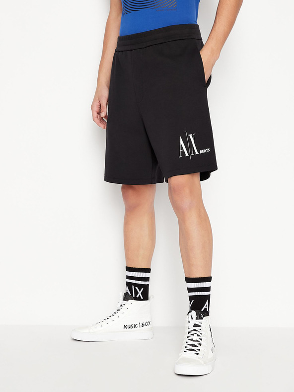 Armani Exchange Černé pánské teplákové kraťasy Armani Exchange