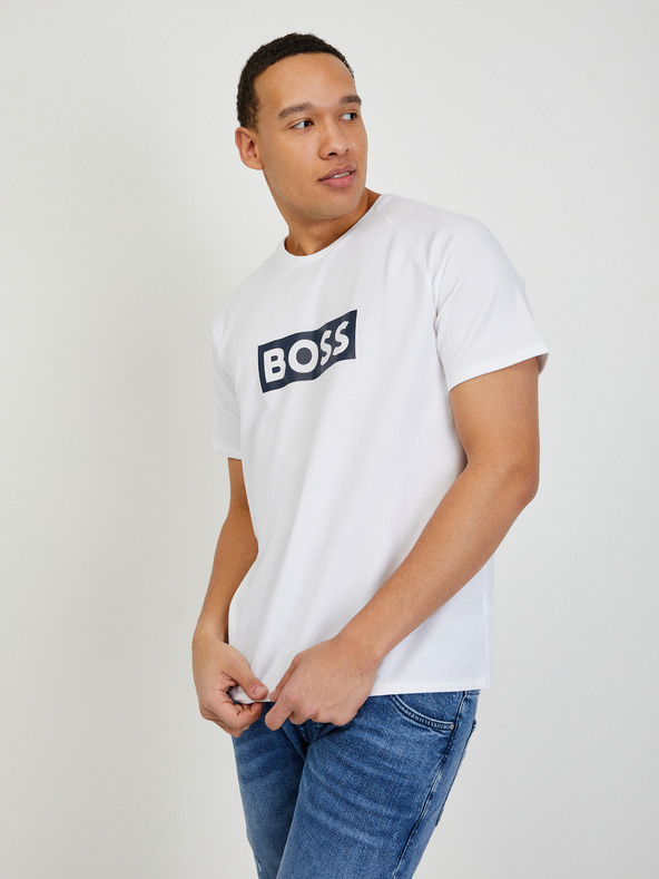 BOSS Bílé pánské tričko BOSS