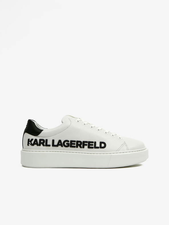 Karl Lagerfeld Bílé pánské kožené tenisky KARL LAGERFELD Maxi Up Injekt Logo