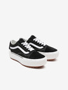 Vans Bílo-černé dámské tenisky se semišovými detaily na platformě VANS Old Skool Stacked