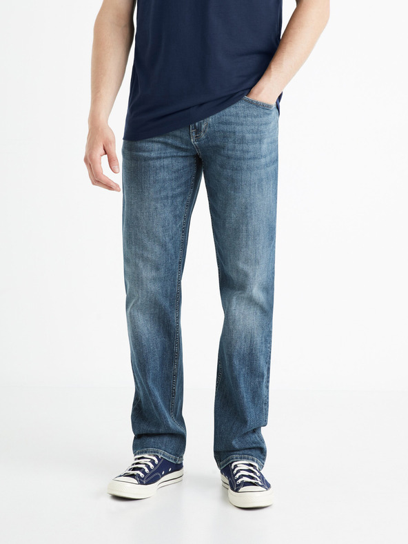 Celio Tmavě modré pánské straight fit džíny Celio Forum5