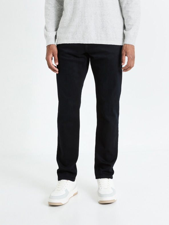 Celio Černé pánské straight fit džíny Celio Fobody15
