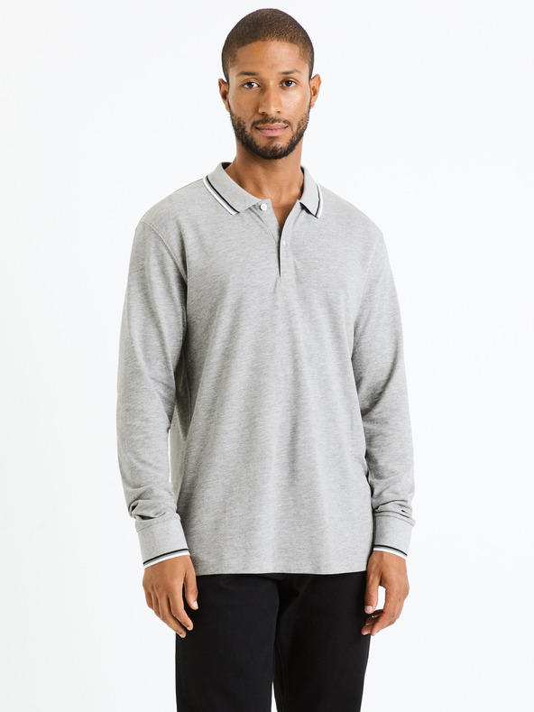 Celio Světle šedé pánské polo tričko Celio Decoml