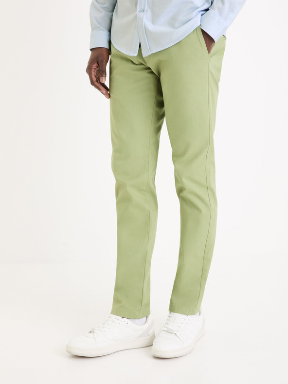 Celio Světle zelené pánské chino kalhoty Celio Tocharles