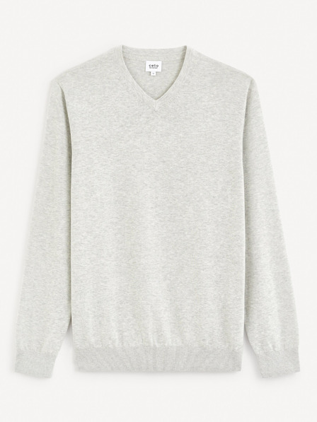 Celio Světle šedý pánský basic svetr Celio Decoton