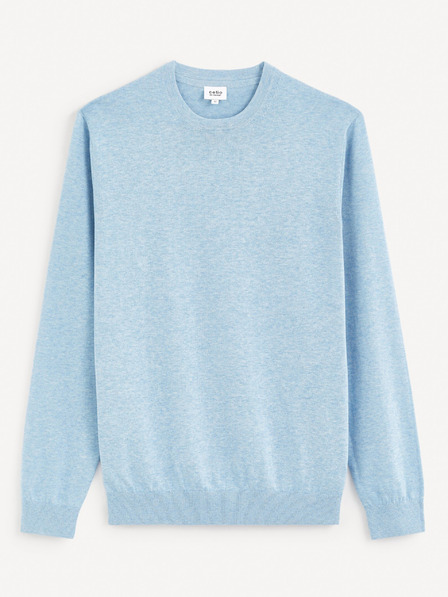 Celio Světle modrý pánský basic svetr Celio Decoton