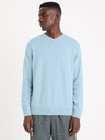 Celio Světle modrý pánský basic svetr Celio Decotonv