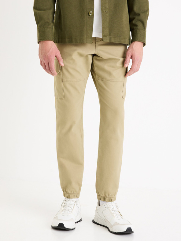 Celio Béžové pánské cargo kalhoty Celio Dolyte