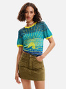 Desigual Žluto-modré dámské úpletové tričko Desigual Sun