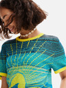 Desigual Žluto-modré dámské úpletové tričko Desigual Sun